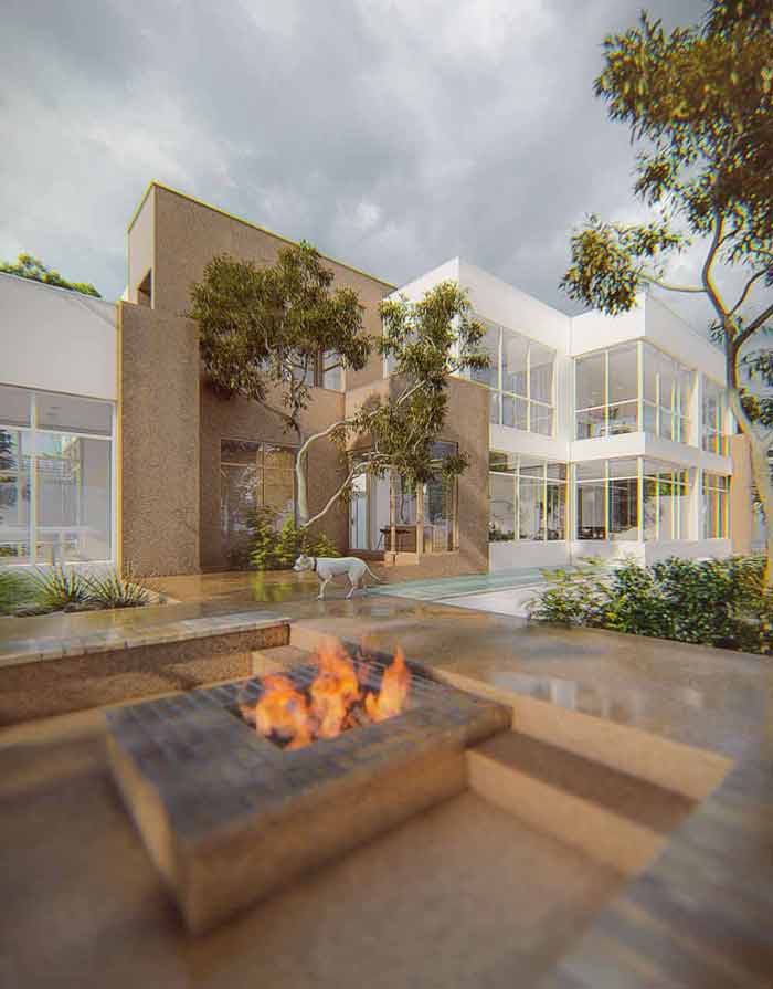 A villa between two trees